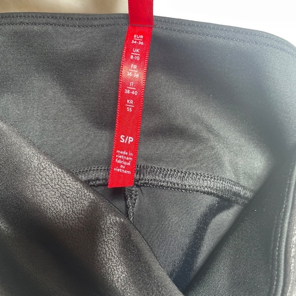 Spanx black faux leather ankle legging white racing stripe size small - Picture 3 of 8